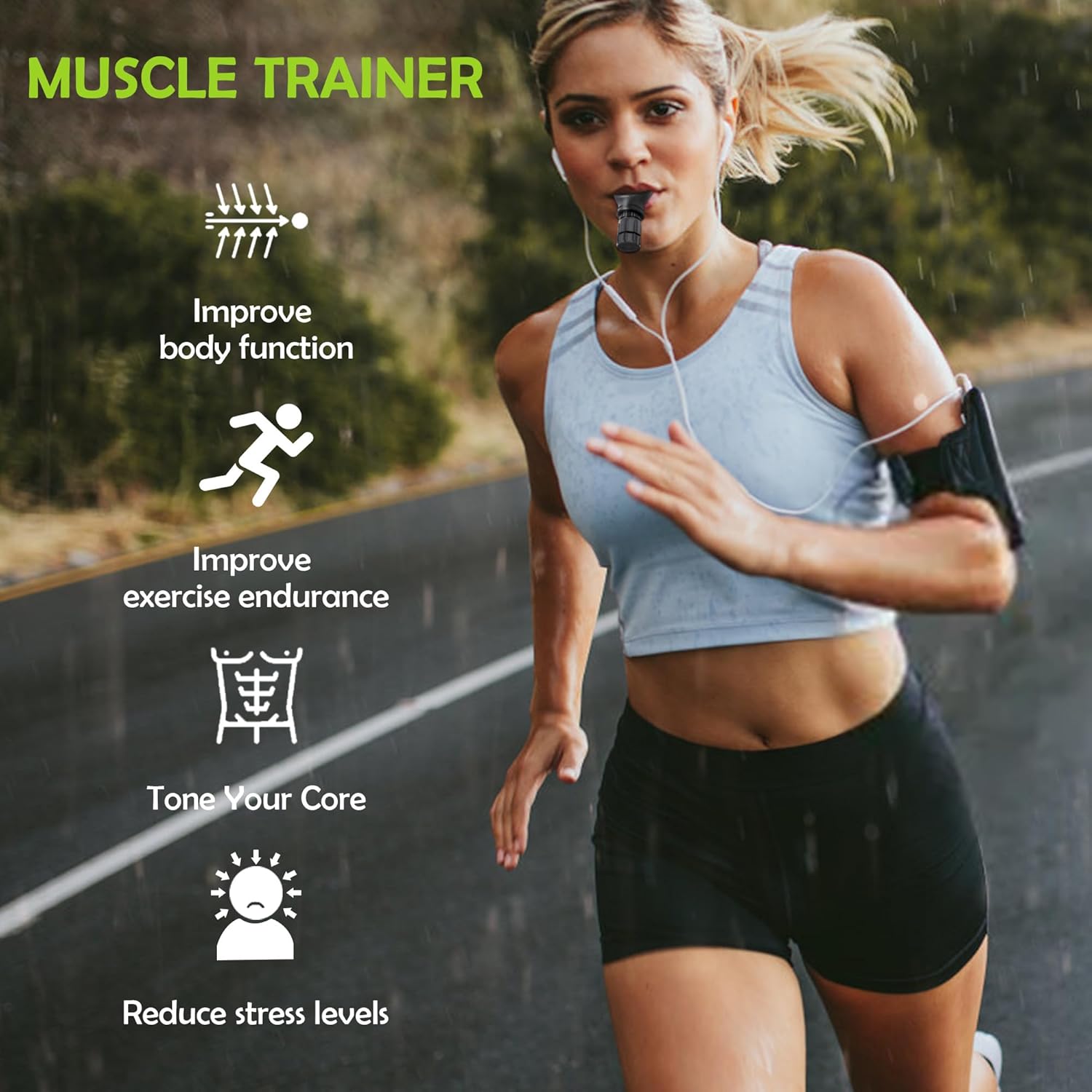 ® Oxyfit Breathing Resistance Trainer, Allenatore Polmonare Portatile per Esercizi Orali E Muscolari per Diverse Esigenze Di Fitness E Facile Da Pulire (Nero)