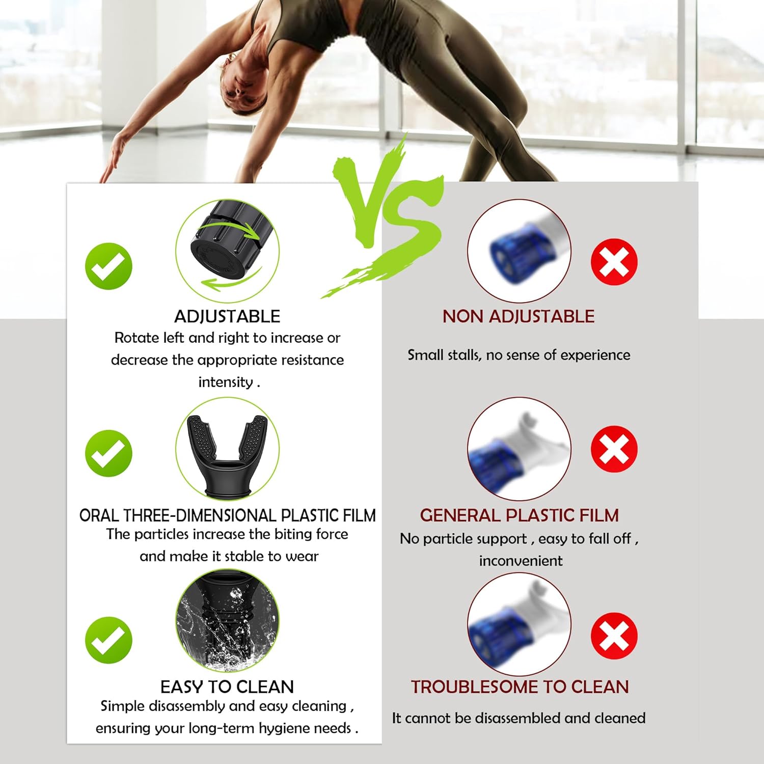 ® Oxyfit Breathing Resistance Trainer, Allenatore Polmonare Portatile per Esercizi Orali E Muscolari per Diverse Esigenze Di Fitness E Facile Da Pulire (Nero)