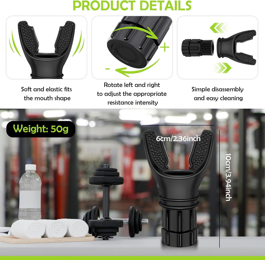 ® Oxyfit Breathing Resistance Trainer, Allenatore Polmonare Portatile per Esercizi Orali E Muscolari per Diverse Esigenze Di Fitness E Facile Da Pulire (Nero)